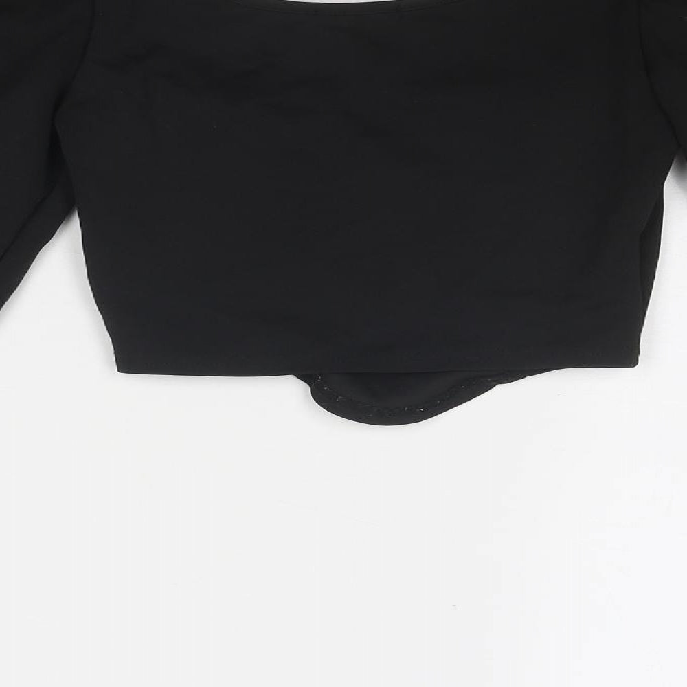 Womens UK Size 6 PRETTYLITTLETHING Black Cropped Blouse