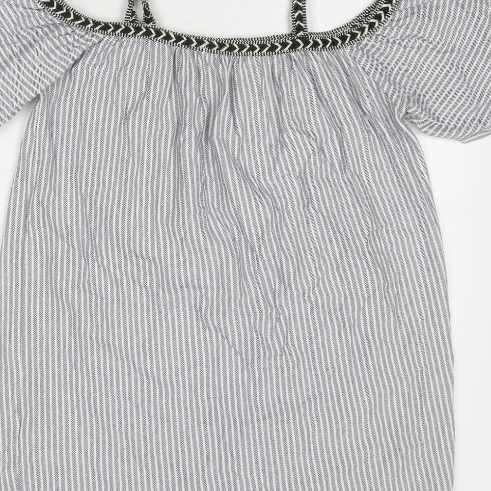 Womens UK Size M Pull&Bear Blue Basic Blouse