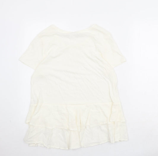 Womens UK Size L Villa Ivory Basic T-Shirt