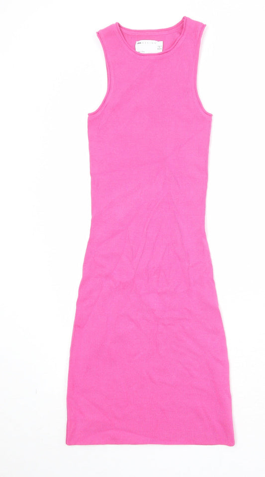 ASOS Womens Pink Viscose Bodycon Size 6 Boat Neck Pullover
