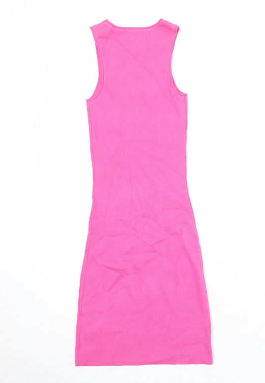 ASOS Womens Pink Viscose Bodycon Size 6 Boat Neck Pullover