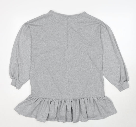 Boohoo Womens Grey Polyester Basic Blouse Size 10 Round Neck