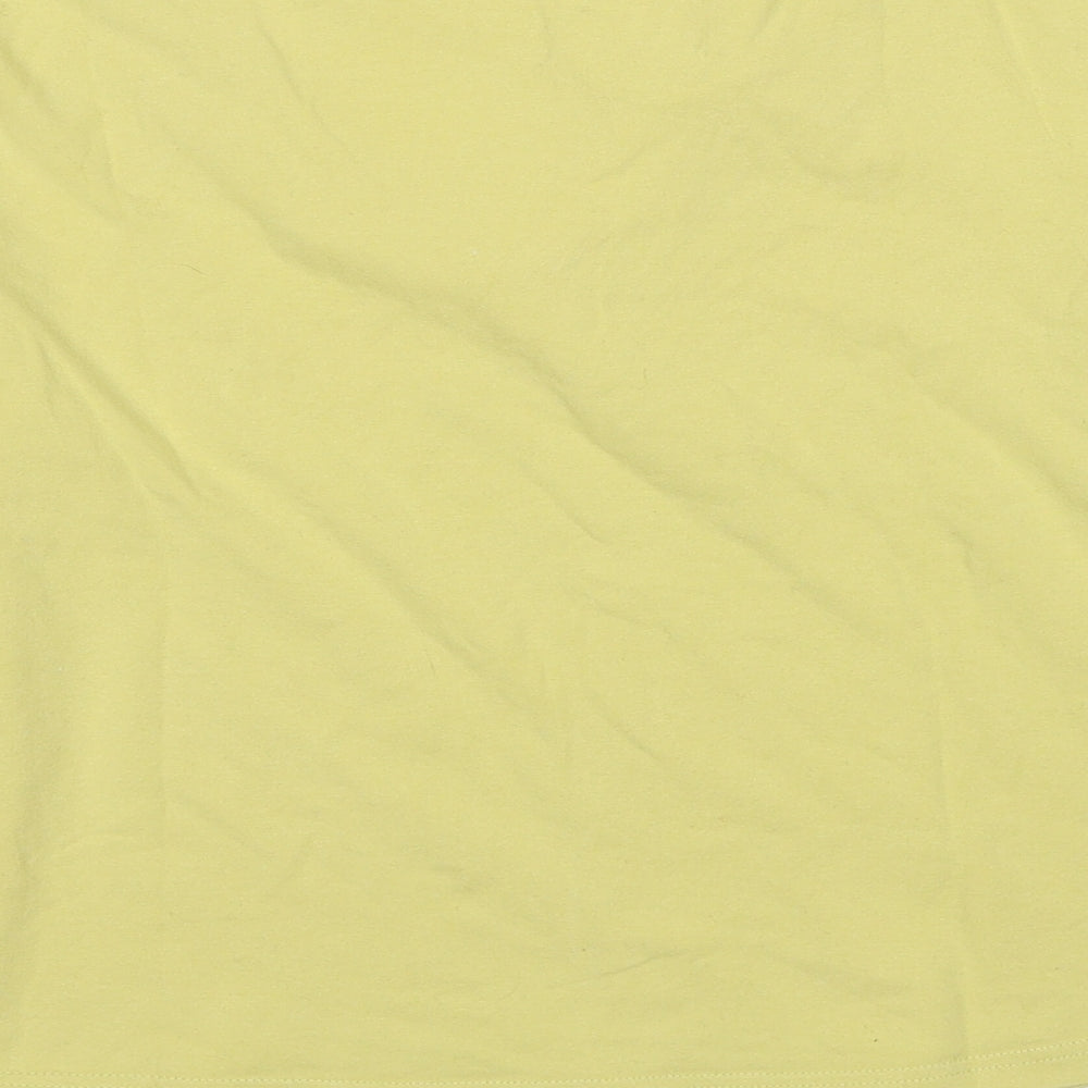 Offshoot Womens Yellow Cotton Basic T-Shirt Size L V-Neck
