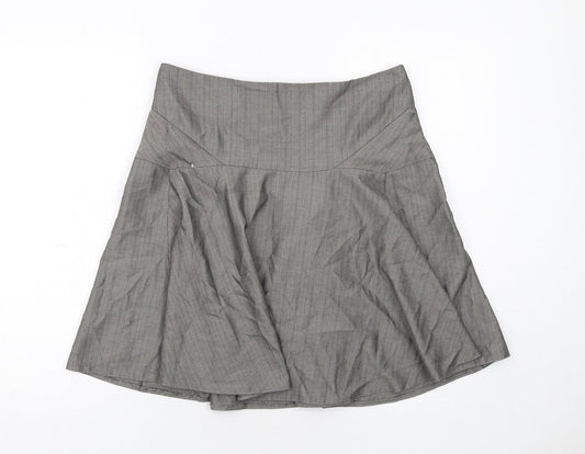 Warehouse Womens Grey Geometric Polyester Swing Skirt Size 12 Zip