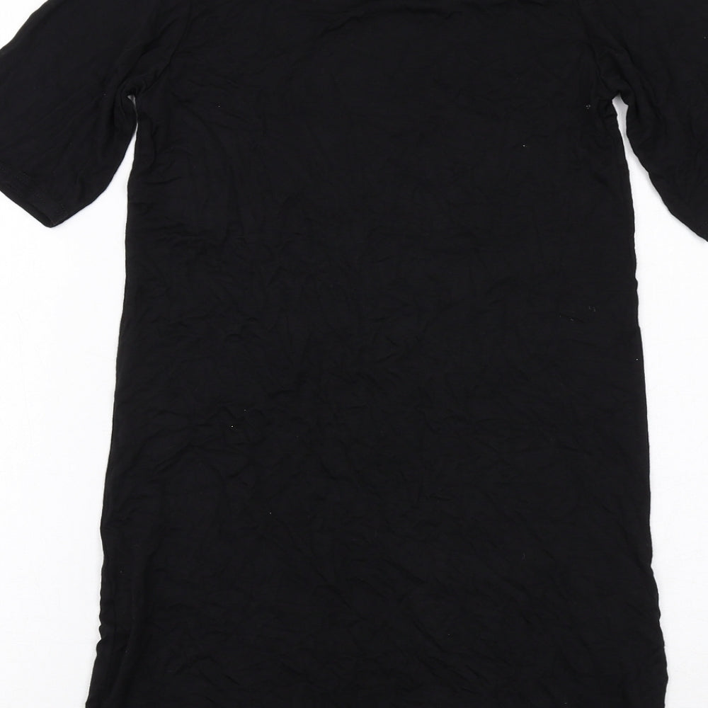 PRETTYLITTLETHING Womens Black Viscose A-Line Size 6 Round Neck Pullover