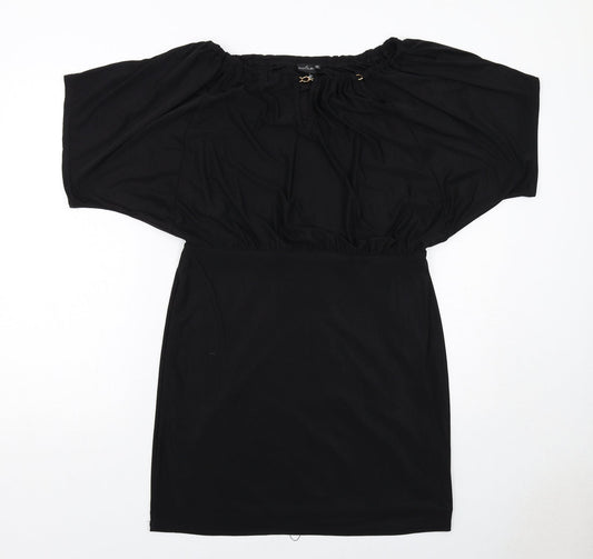 Body Flirt Womens Black Polyester Sheath Size 12 Off the Shoulder Pullover
