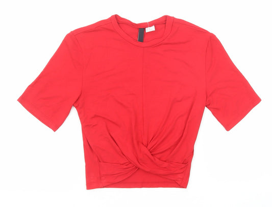 Womens UK Size XS Divided by H&M Red Basic T-Shirt