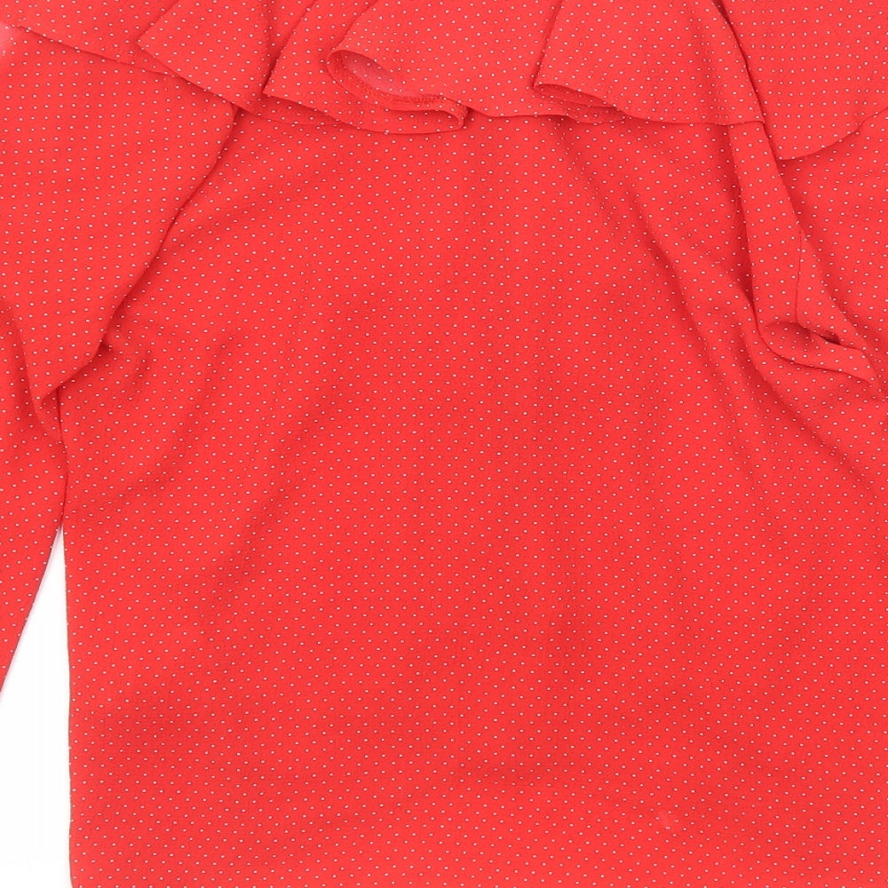 Womens UK Size 10 Topshop Red Basic Blouse