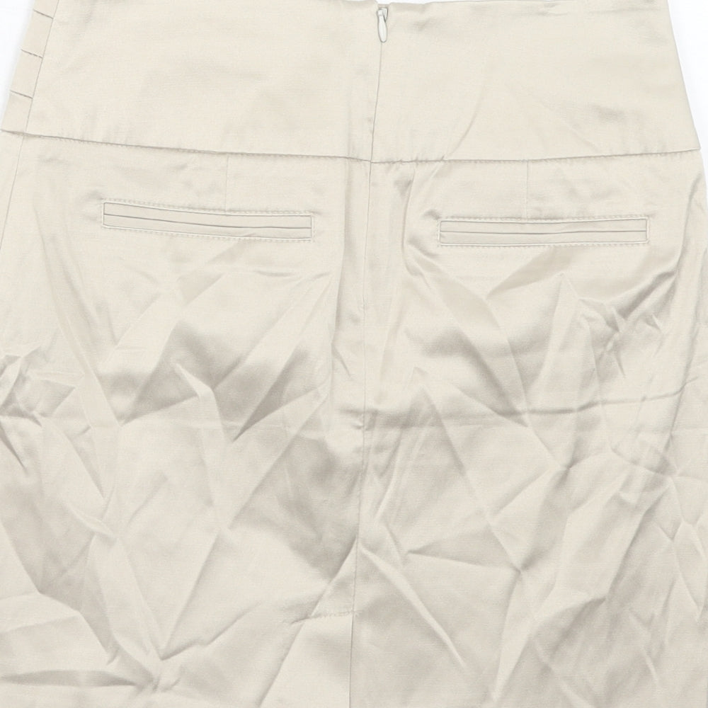 FOREVER 21 Womens Beige Cotton A-Line Skirt Size S Zip