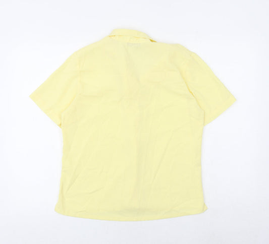 EWM Womens Yellow Polyester Basic Button-Up Size 14 Collared