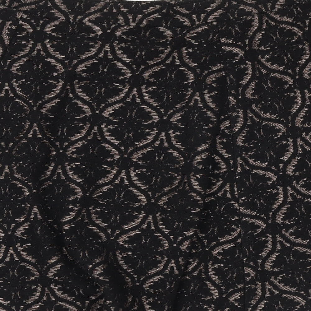 Marks and Spencer Womens Black Geometric Polyester Swing Skirt Size 28 in