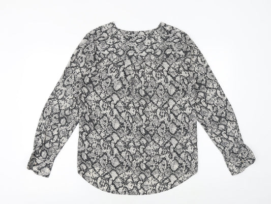 Womens UK Size 10 New Look Grey Basic Blouse