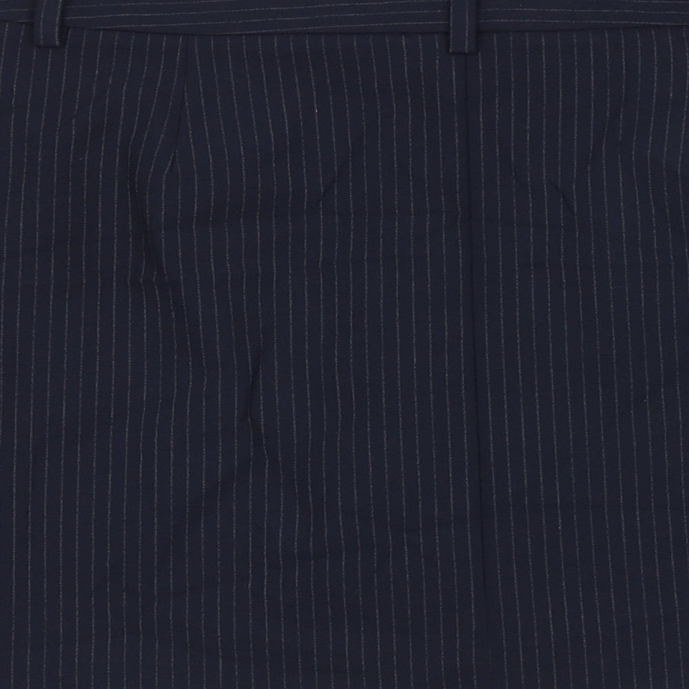 Marks and Spencer Womens Blue Striped Polyester A-Line Skirt Size 14 Zip