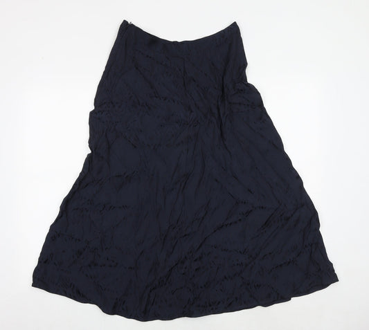 Marks and Spencer Womens Blue Geometric Viscose Swing Skirt Size 10 Zip