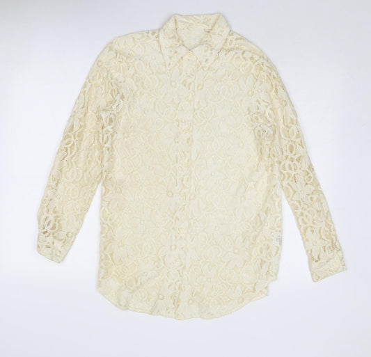 Womens UK Size 12 Kaleidoscope Beige Basic Button-Up