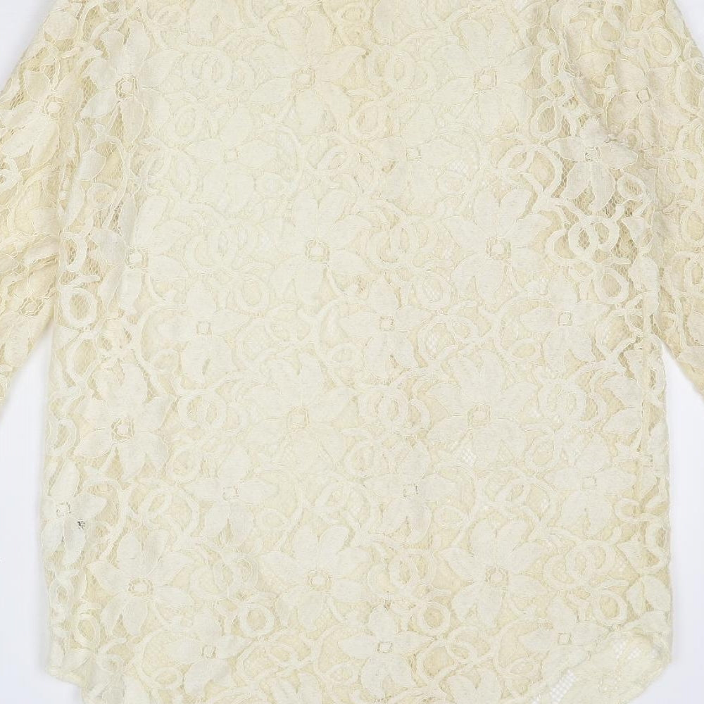 Womens UK Size 12 Kaleidoscope Beige Basic Button-Up
