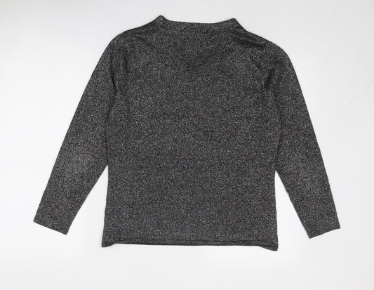 Frank Saul Womens Silver V-Neck Viscose Pullover Jumper Size M