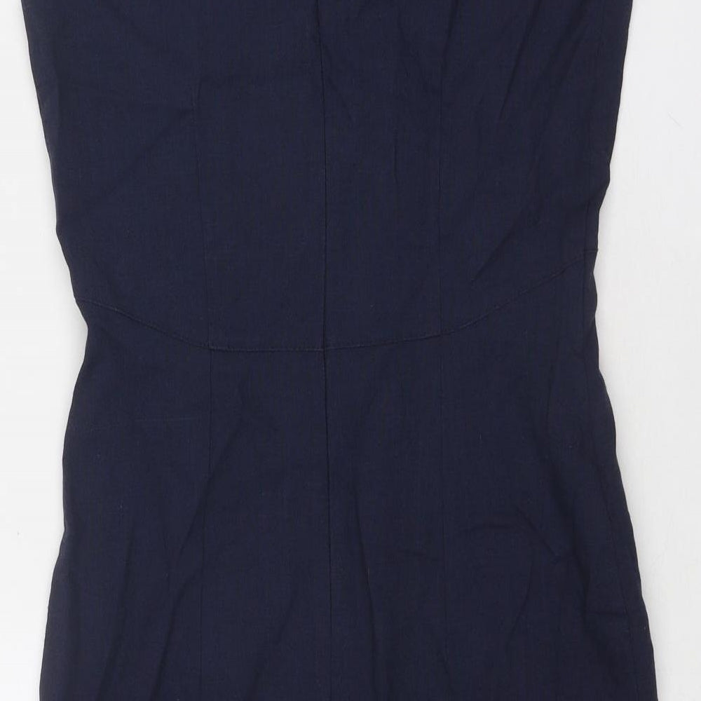 NEXT Womens Blue Polyester Shift Size 12 Square Neck Zip
