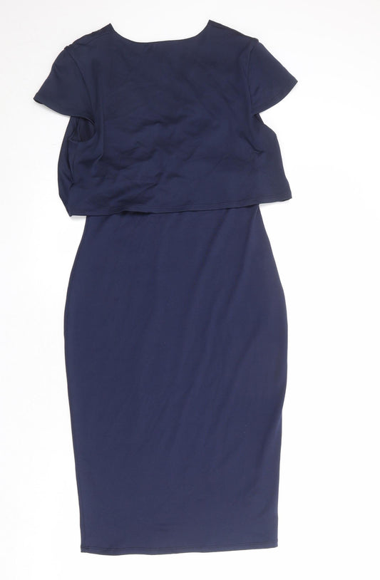 ASOS Womens Blue Polyester A-Line Size 12 V-Neck Pullover