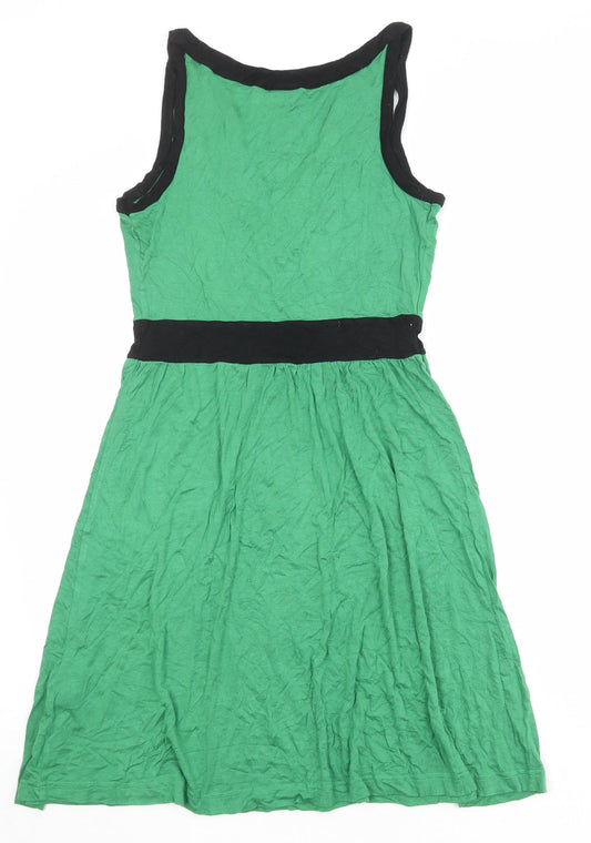 Body Flirt Womens Green Colourblock Viscose Tank Dress Size S V-Neck Pullover