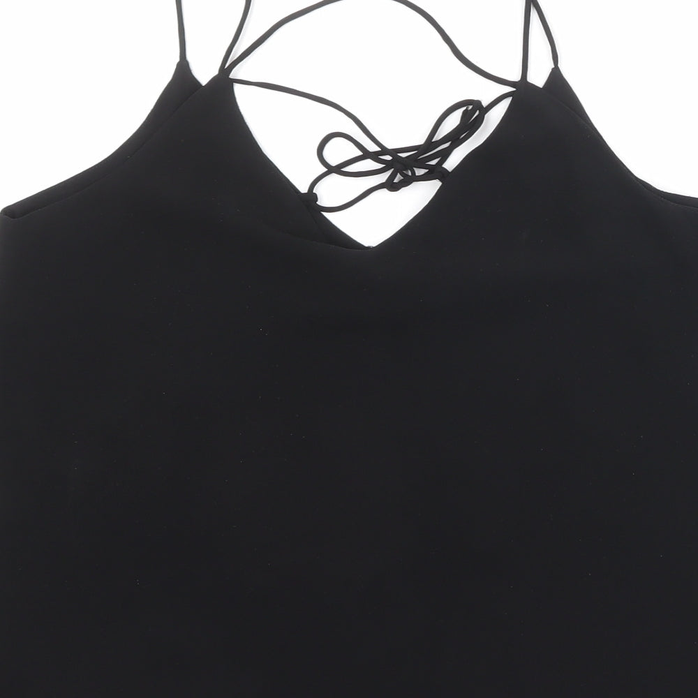 New Look Womens Black Polyester Basic Tank Size 10 V-Neck
