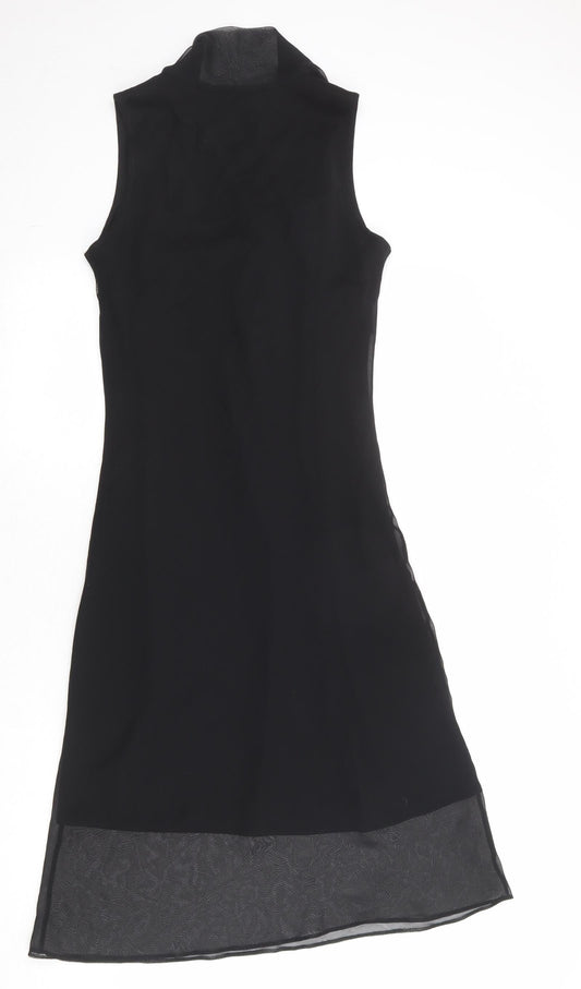 Dorothy Perkins Womens Black Polyester A-Line Size 12 V-Neck Pullover - Scarf Detail