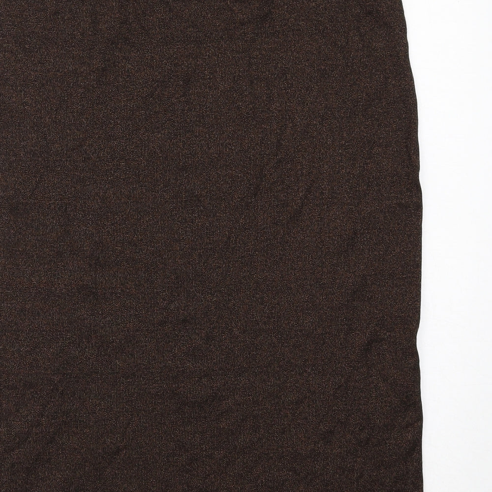 Marks and Spencer Womens Brown Cotton A-Line Skirt Size 16
