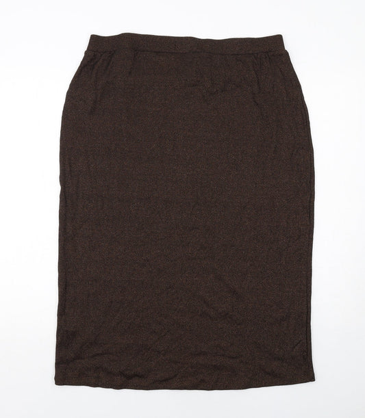 Marks and Spencer Womens Brown Cotton A-Line Skirt Size 18
