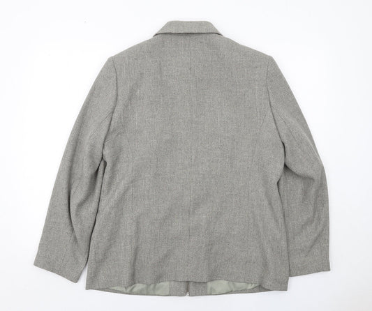 AMARANTO Womens Grey Geometric Jacket Size 16 Zip