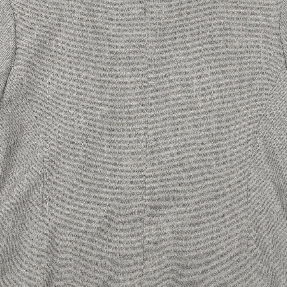 Brand and care label for AMARANTO women’s grey geometric jacket, size UK 16, zip