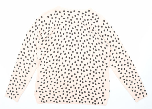 Marks and Spencer Womens Pink Round Neck Polka Dot Acrylic Pullover Jumper Size 12