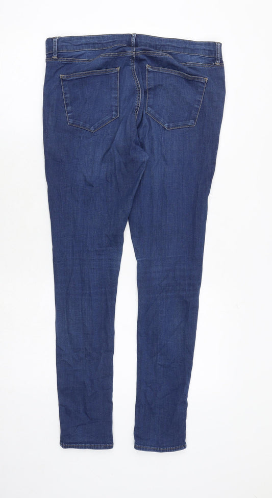 Topshop Womens Blue Cotton Skinny Jeans Size 12 Regular
