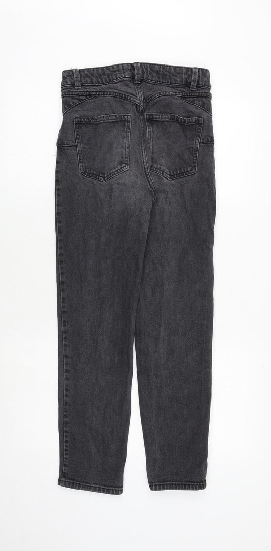 New Look Womens Grey Cotton Straight Jeans Size 6 Regular Zip