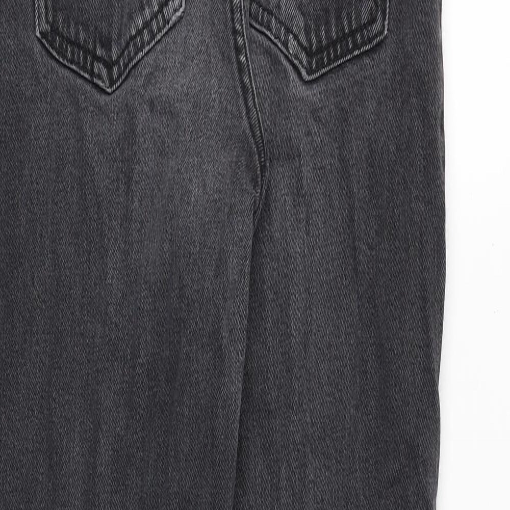 New Look Womens Grey Cotton Straight Jeans Size 6 Regular Zip