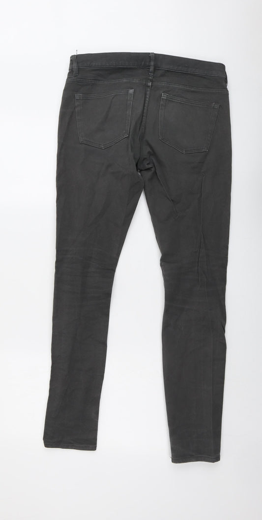 H&M Mens Grey Cotton Skinny Jeans Size 30 in L30 in Regular Button