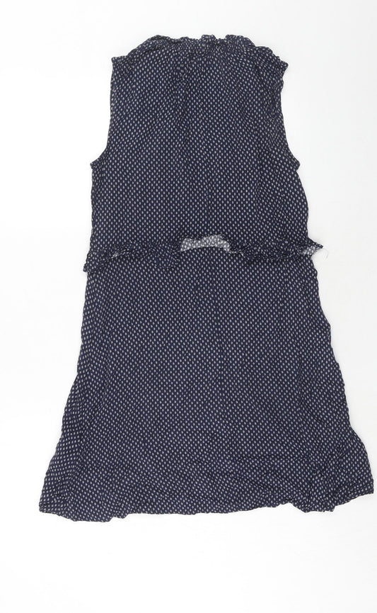H&M Womens Blue Geometric Viscose A-Line Size 8 V-Neck Tie