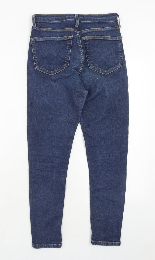 Topshop Womens Blue Cotton Skinny Jeans Size 28 in L30 in Regular Zip