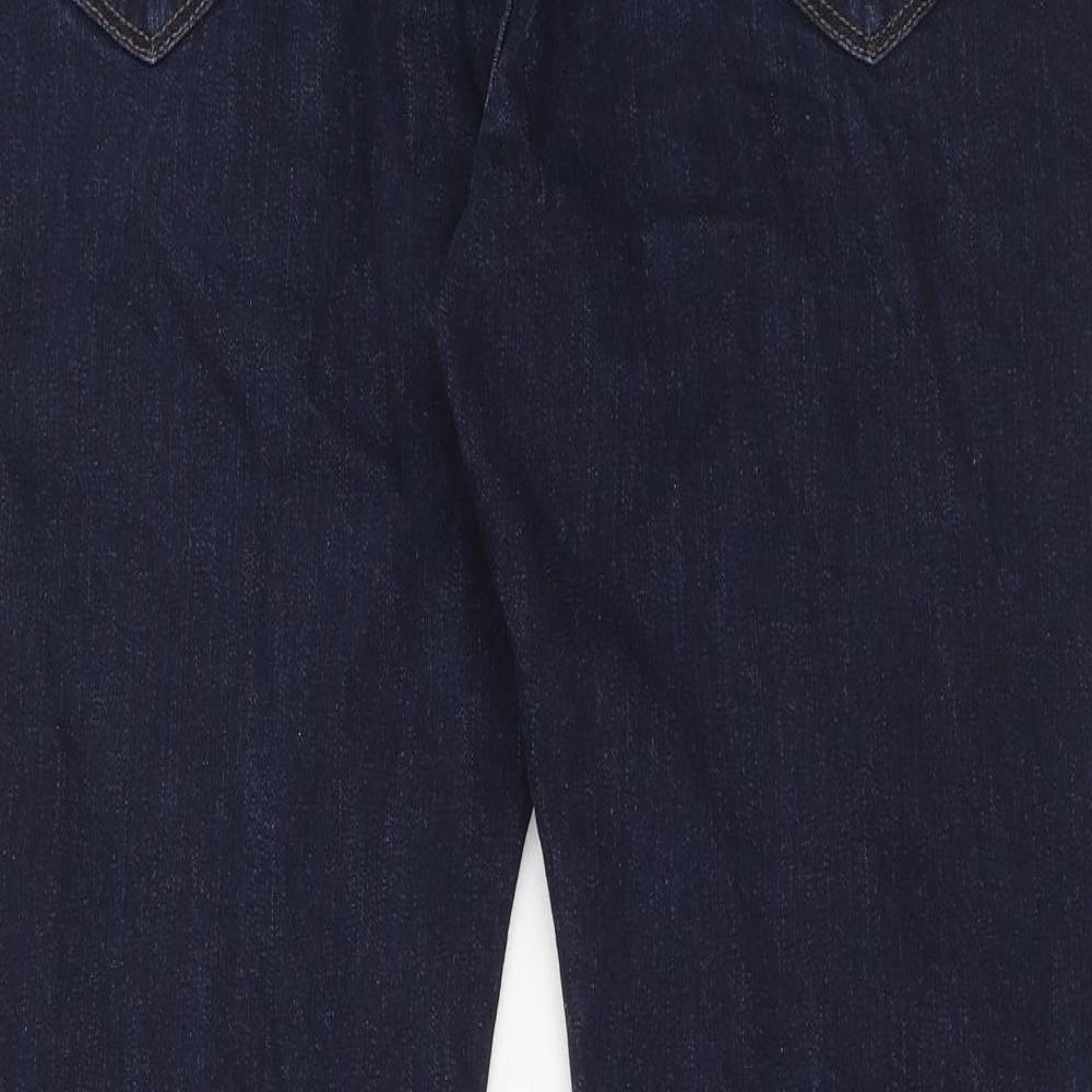Marks and Spencer Mens Blue Cotton Straight Jeans Size 36 in L31 in Regular Zip