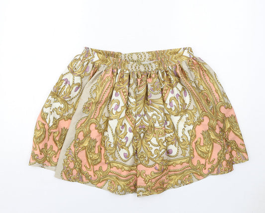 Oasis Womens Multicoloured Geometric Polyester Skater Skirt Size 12 Zip