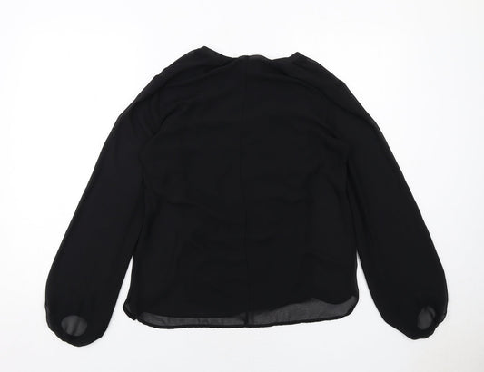 Womens UK Size S Zara Black Basic Blouse