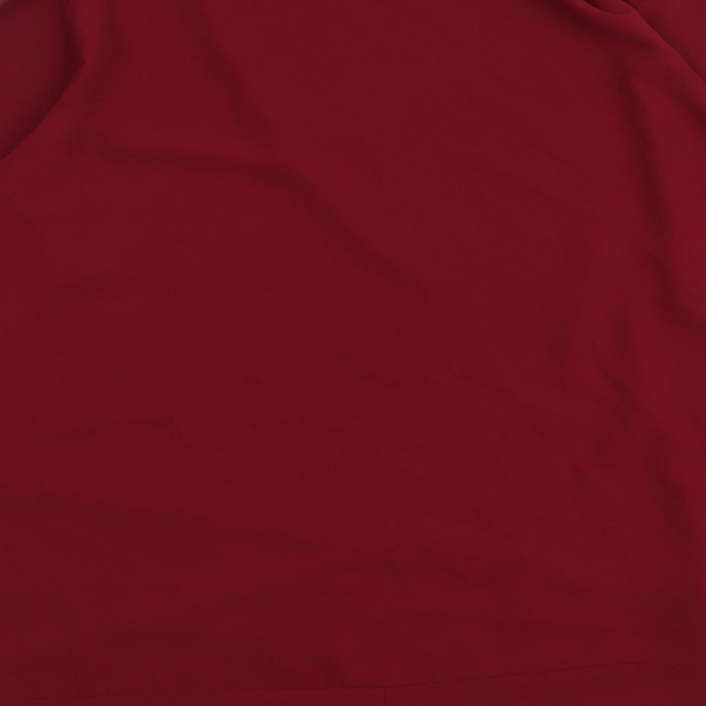 Quiz Womens Red Polyester Basic Blouse Size 16 Round Neck