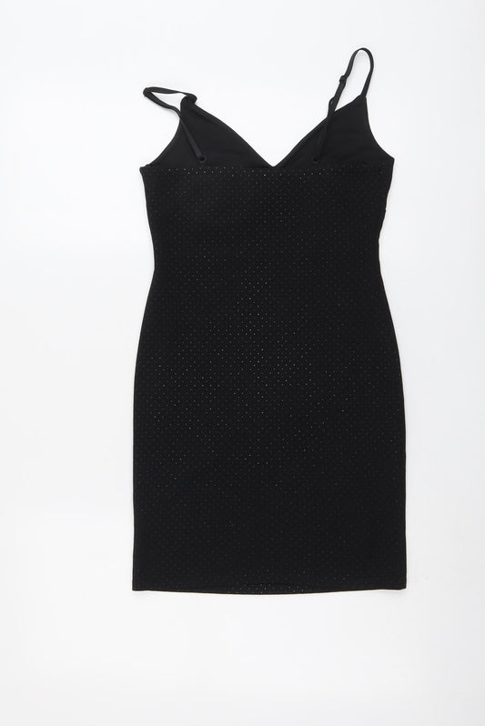 Topshop Womens Black Geometric Polyester Shift Size 6 Sweetheart Pullover