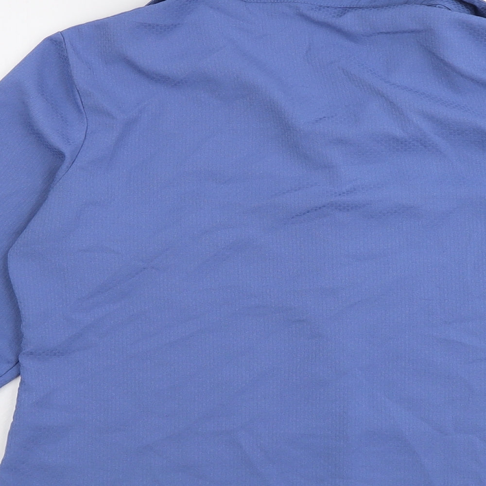 EWM Womens Blue Polyester Basic Button-Up Size 14 Collared