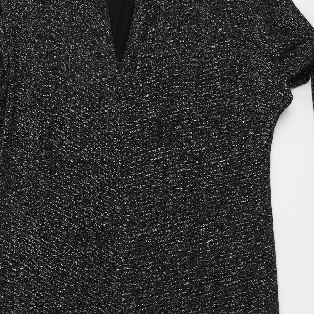 Dorothy Perkins Womens Black Polyester A-Line Size 10 Round Neck Pullover