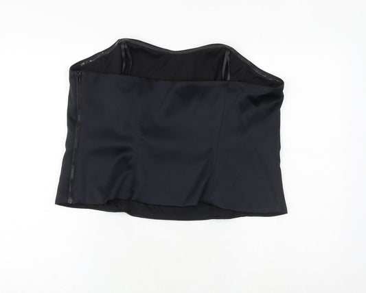 Marks and Spencer Womens Black Polyester Cropped Blouse Size 20 Sweetheart - Corset Style