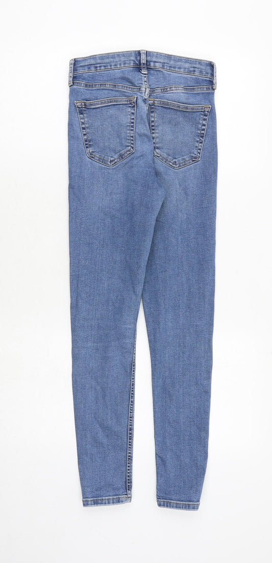 Topshop Womens Blue Cotton Skinny Jeans Size 26 in Regular Zip