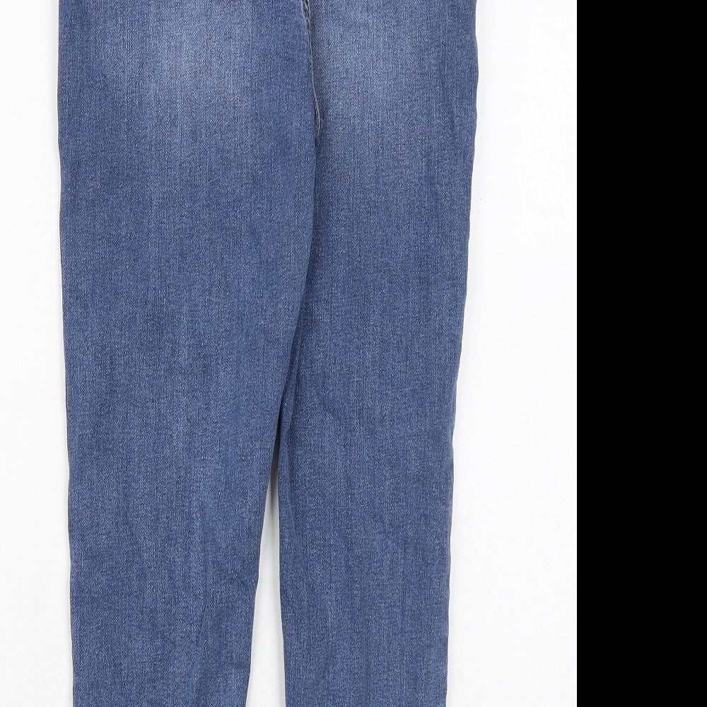 Boohoo Womens Blue Cotton Skinny Jeans Size 10 Regular Zip
