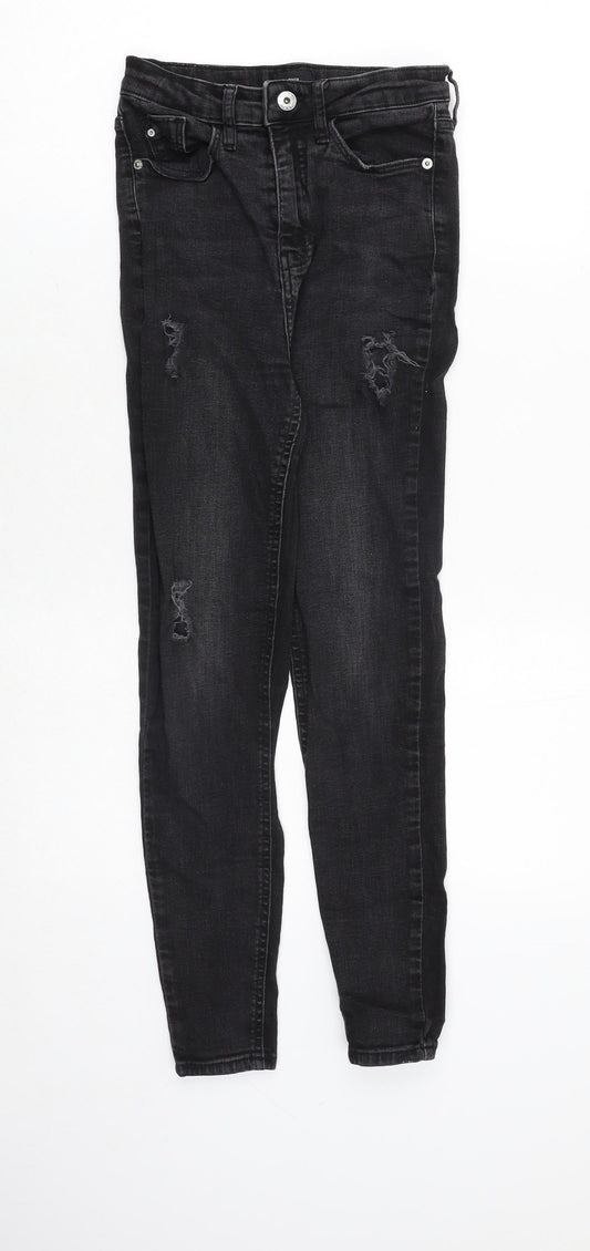 Womens UK Size 8 River Island Regular Fit Skinny Grey Jeans