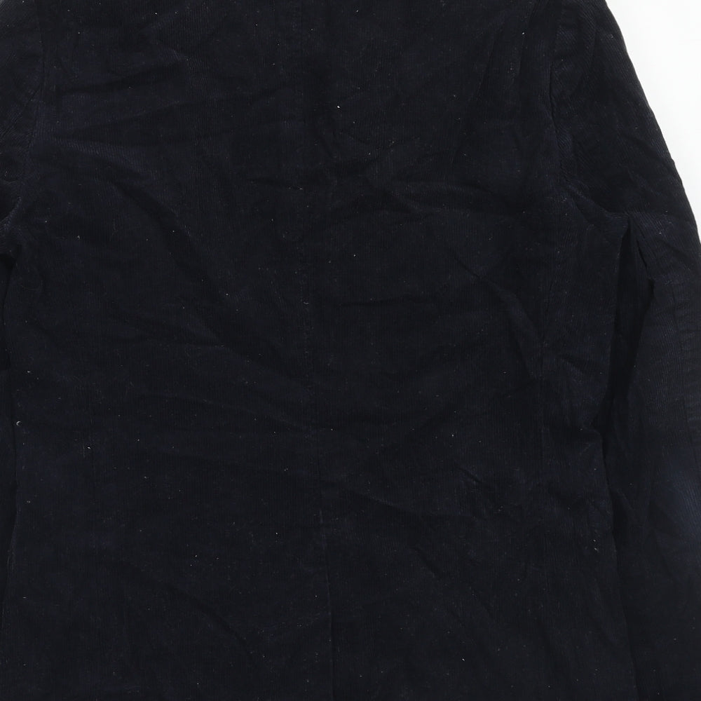 Brand and care label for ASOS women’s blue cotton jacket suit jacket, size UK 8