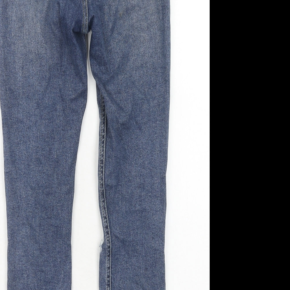 Topshop Womens Blue Cotton Skinny Jeans Size 28 in Regular Zip